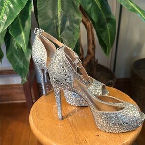 Elegant Silver High Heel Sandals